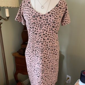 Guess pink animal print body con dress